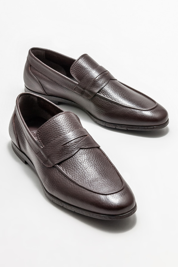 Kahve deri erkek klasik ayakkabı - Elle Shoes