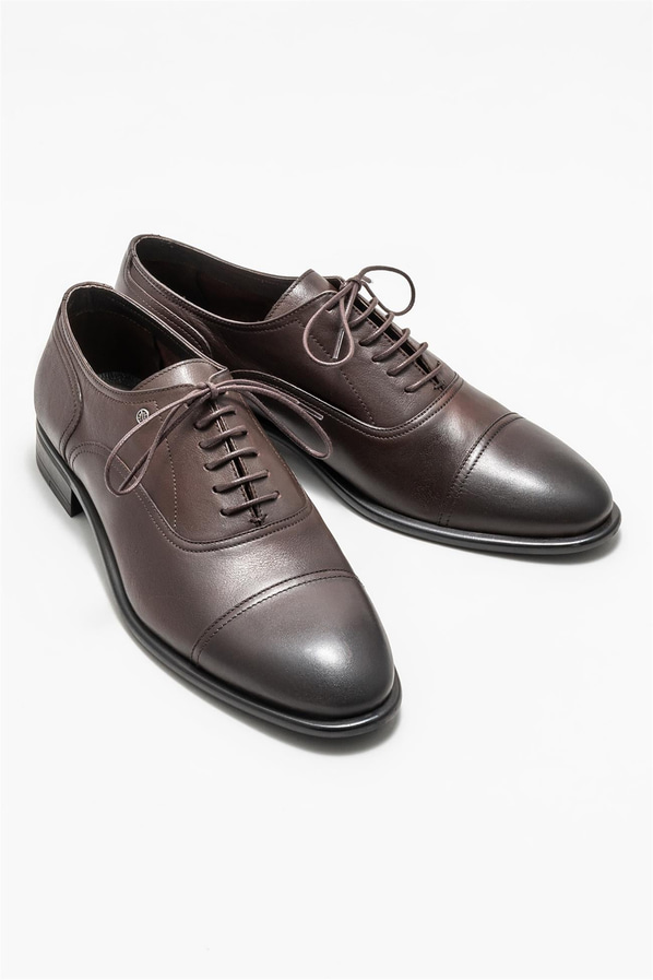 Kahve deri erkek klasik ayakkabı - Elle Shoes