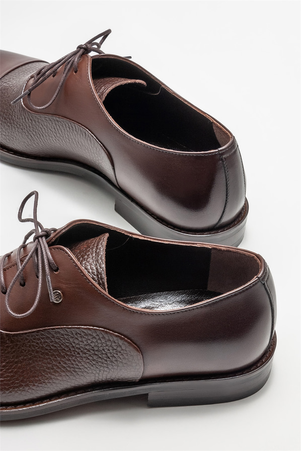 Kahve deri erkek klasik ayakkabı - Elle Shoes