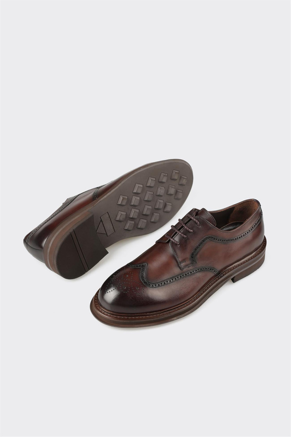 Kahve deri erkek klasik ayakkabı - Elle Shoes