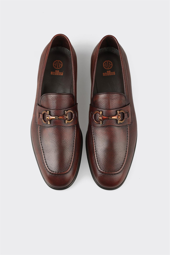 Kahve deri erkek loafer, klasik stil için - Elle Shoes