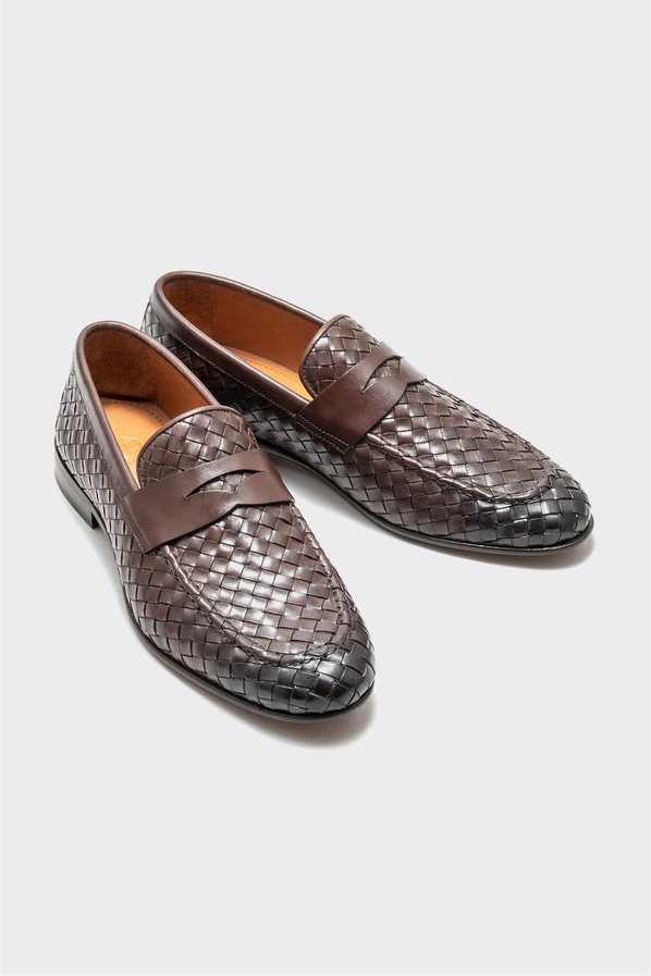 Kahve deri erkek klasik ayakkabı - Elle Shoes