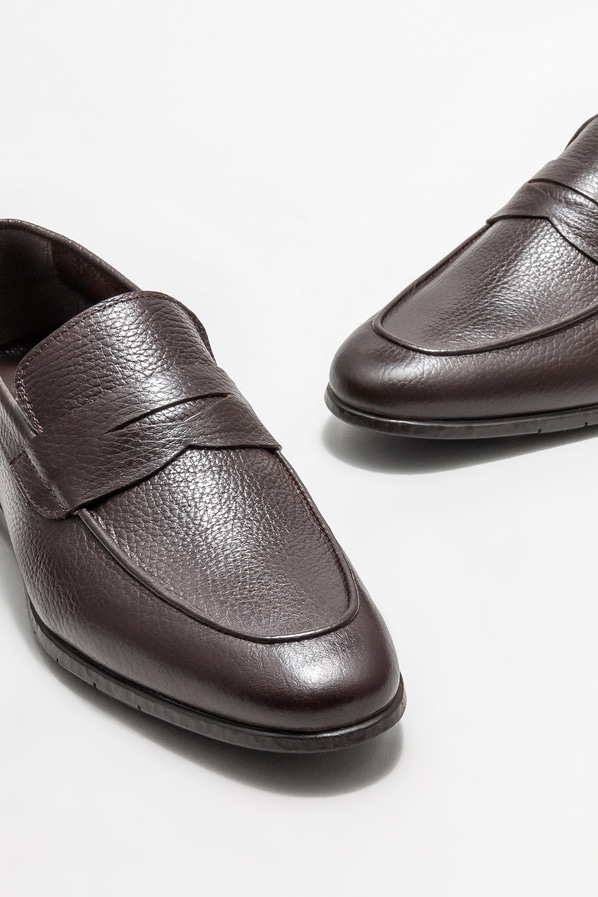 Kahve deri erkek klasik ayakkabı - Elle Shoes
