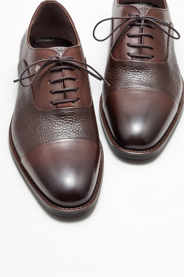 Kahve deri erkek klasik ayakkabı - Elle Shoes