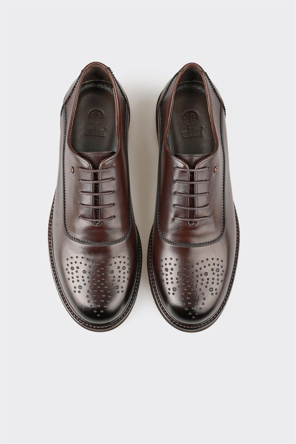 Kahve deri erkek klasik ayakkabı - Elle Shoes