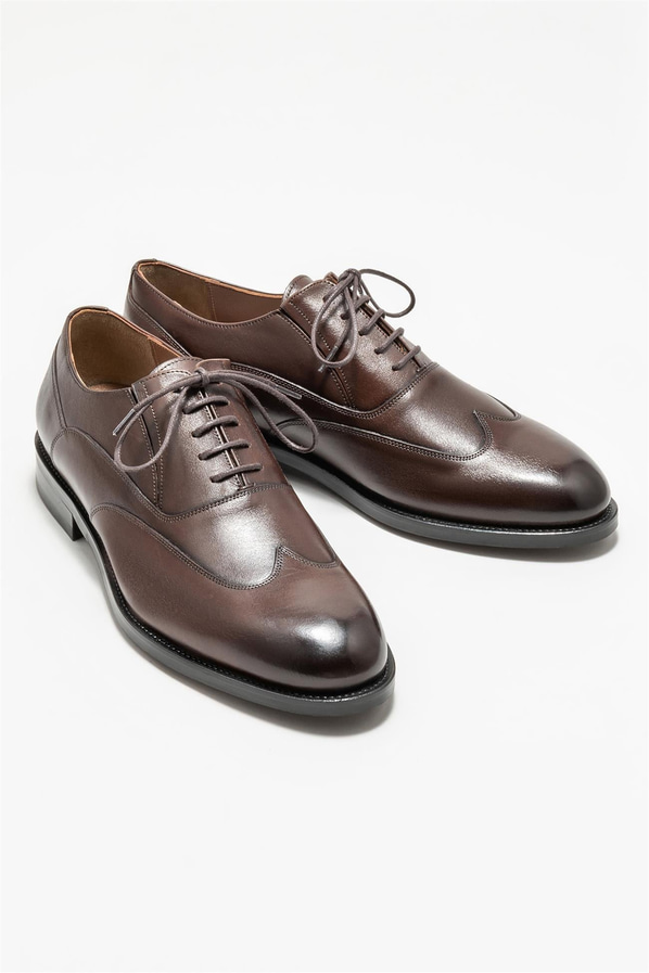 Kahve deri erkek klasik ayakkabı - Elle Shoes