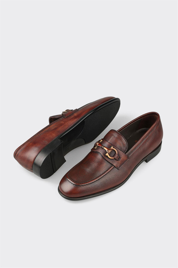 Kahve deri erkek loafer, klasik stil için - Elle Shoes