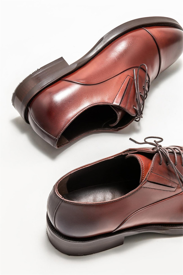 Kahve deri erkek klasik ayakkabı - Elle Shoes