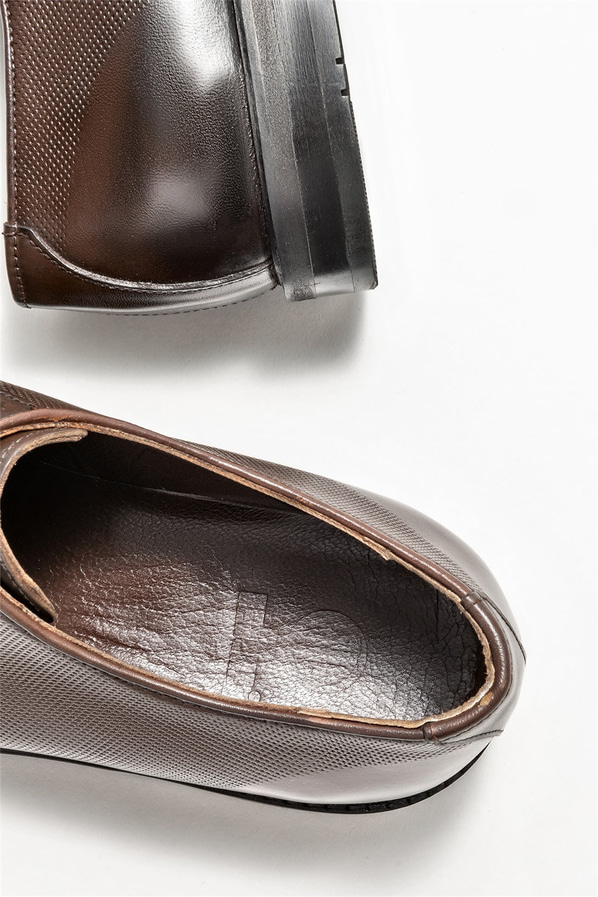 Kahve deri erkek klasik ayakkabı - Elle Shoes