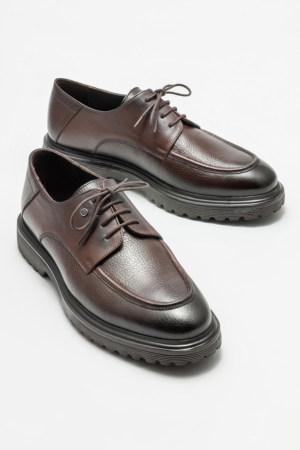 Kahve deri erkek klasik ayakkabı - Elle Shoes