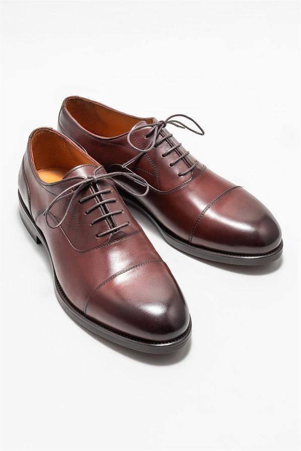 Kahve deri erkek klasik ayakkabı - Elle Shoes