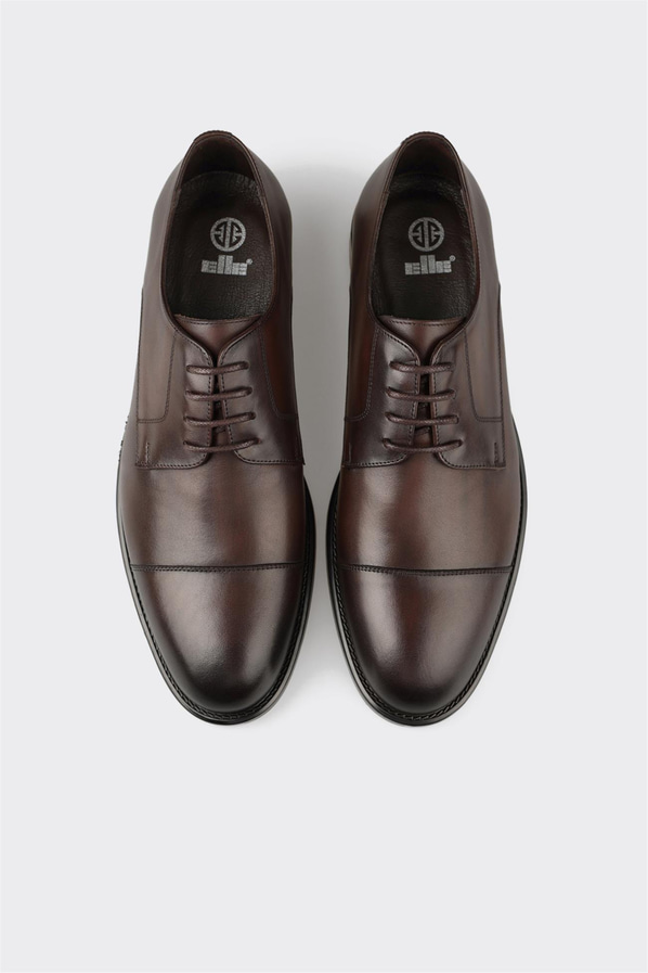 Kahve deri erkek klasik ayakkabı - Elle Shoes