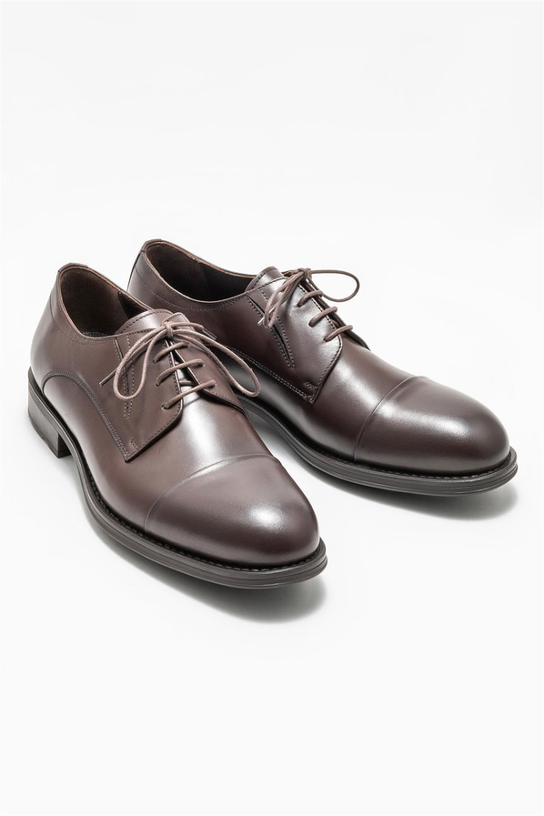 Kahve deri erkek klasik ayakkabı - Elle Shoes