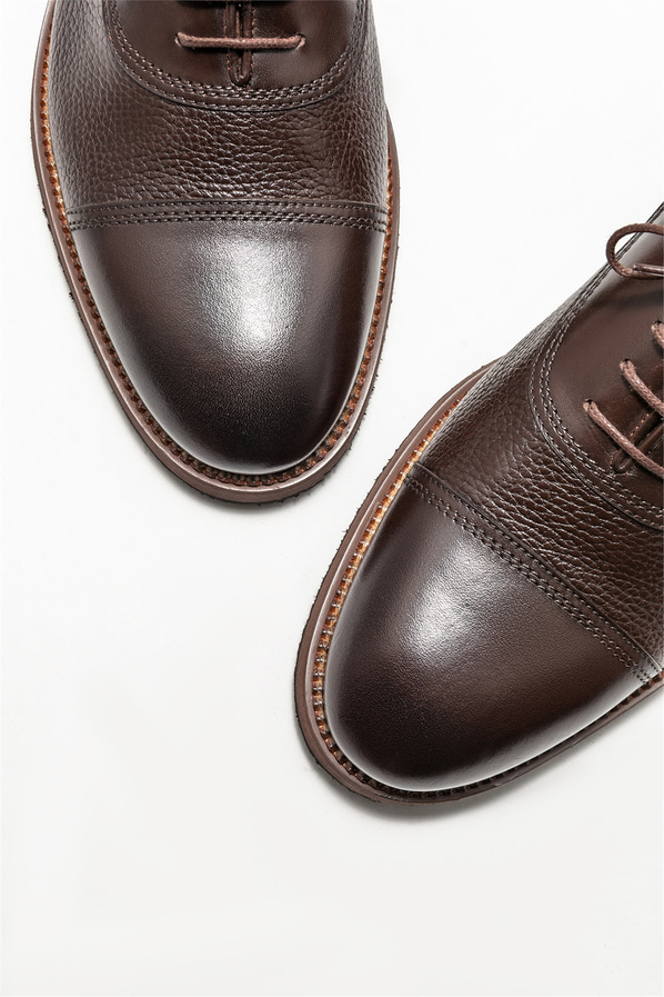 Kahve deri erkek klasik ayakkabı - Elle Shoes