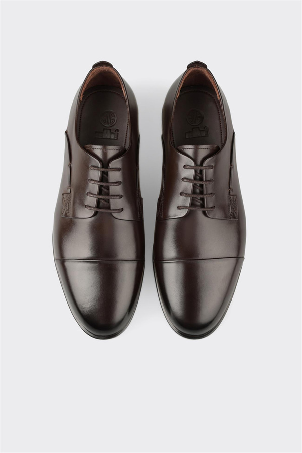 Kahve deri erkek klasik ayakkabı - Elle Shoes