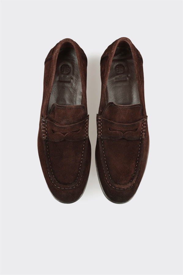 Kahve deri erkek loafer, klasik stil için - Elle Shoes