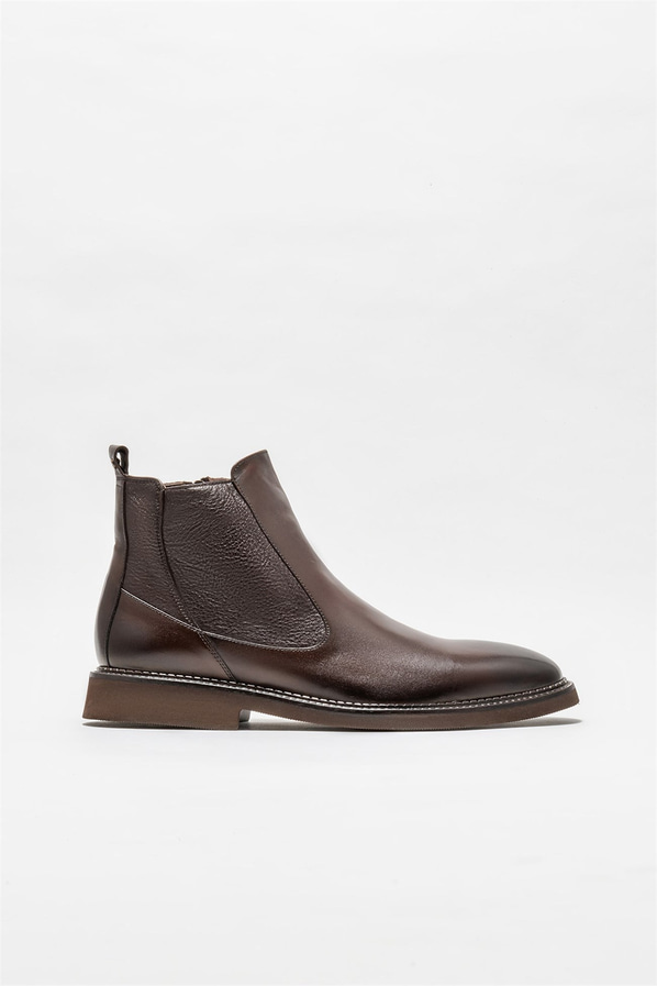 Kahve deri erkek klasik bot - Elle Shoes