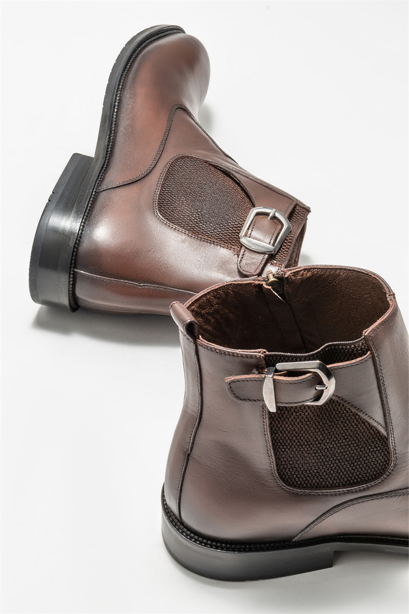 Kahve deri erkek klasik bot - Elle Shoes