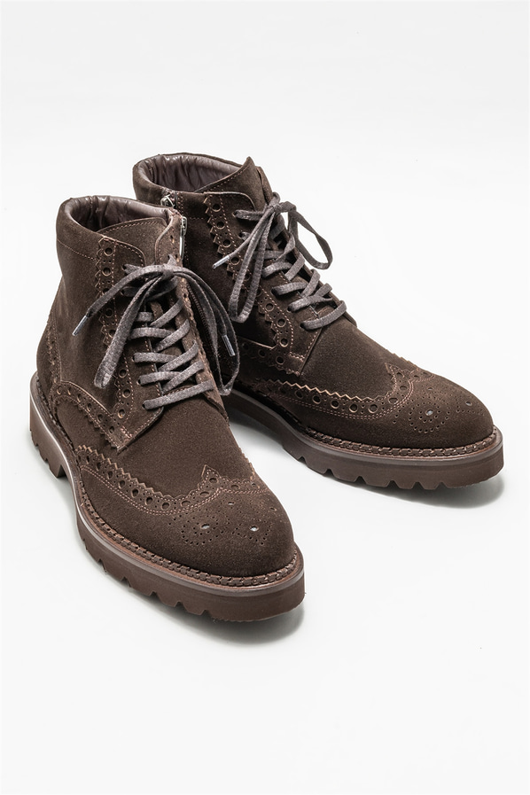 Kahve deri erkek klasik bot - Elle Shoes