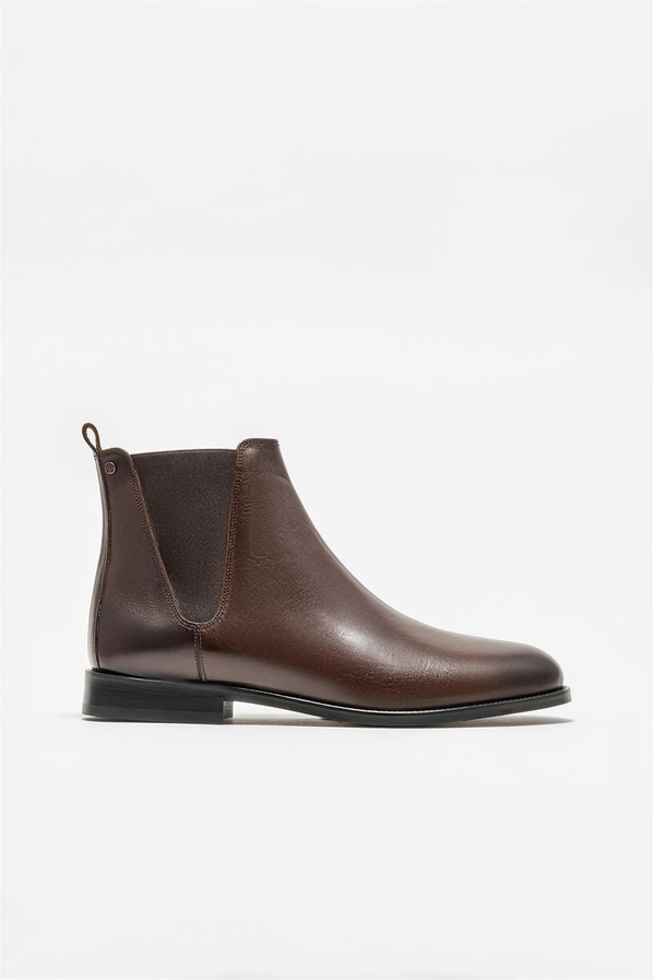 Kahve deri erkek klasik bot - Elle Shoes