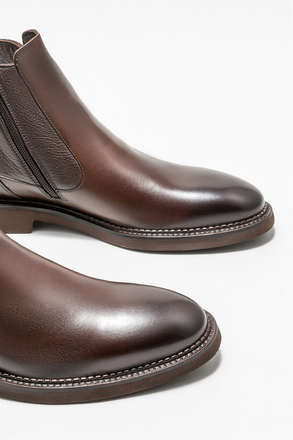 Kahve deri erkek klasik bot - Elle Shoes