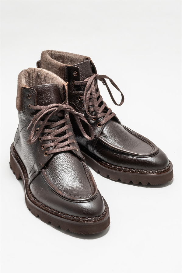 Kahve deri erkek klasik bot - Elle Shoes