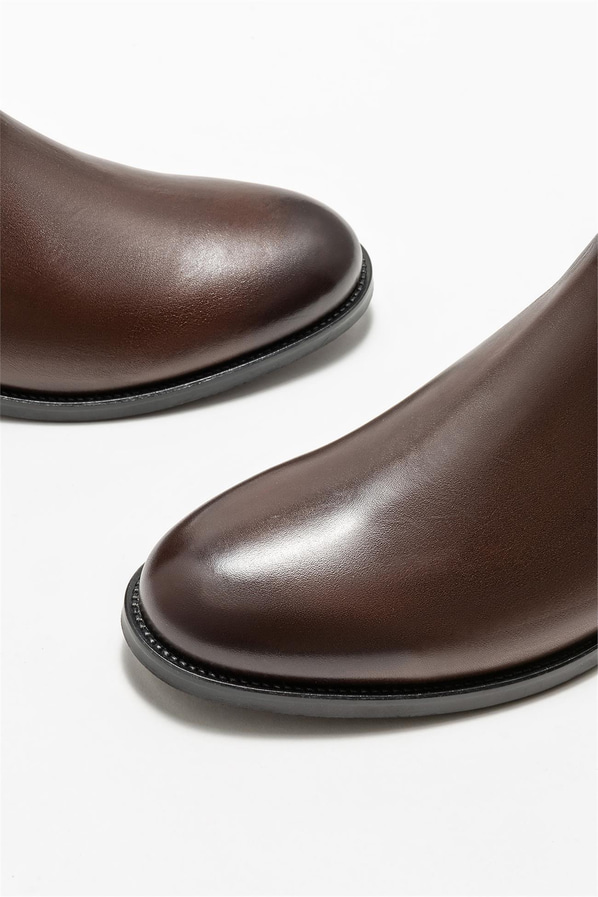 Kahve deri erkek klasik bot - Elle Shoes