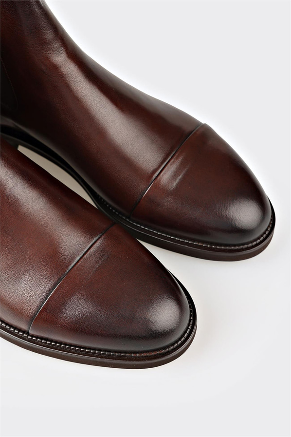 Kahve deri erkek klasik bot - Elle Shoes
