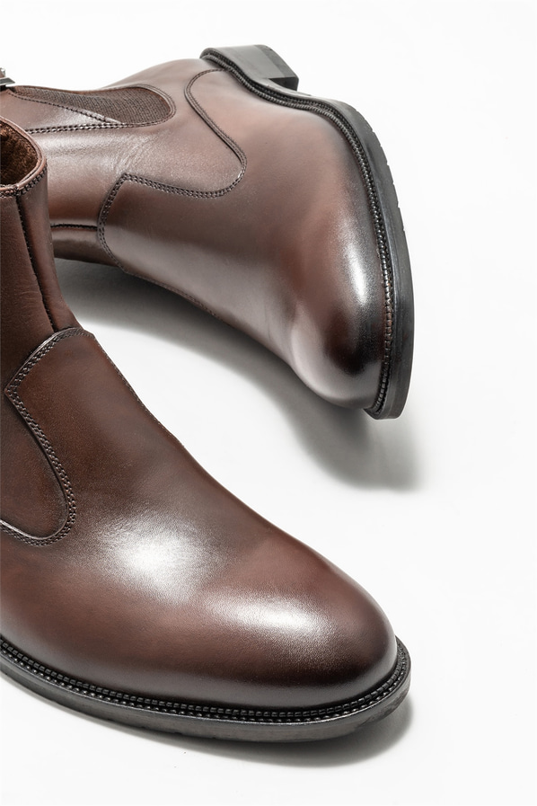 Kahve deri erkek klasik bot - Elle Shoes