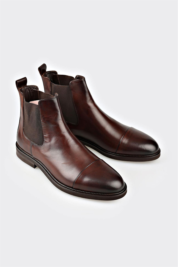 Kahve deri erkek klasik bot - Elle Shoes