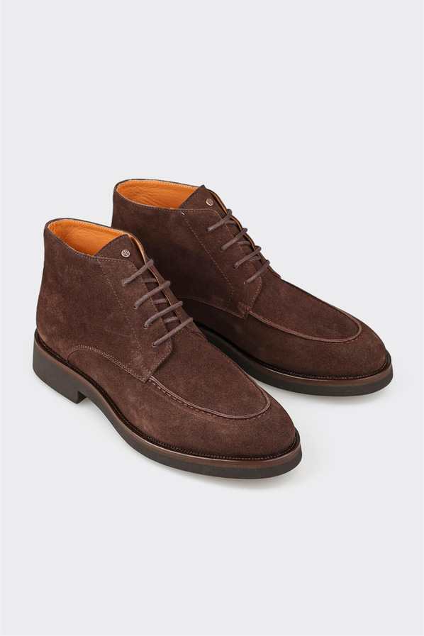 Kahve deri ve süet erkek klasik bot, rahat kullanım için - Elle Shoes