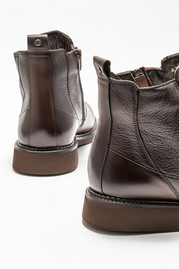 Kahve deri erkek klasik bot - Elle Shoes