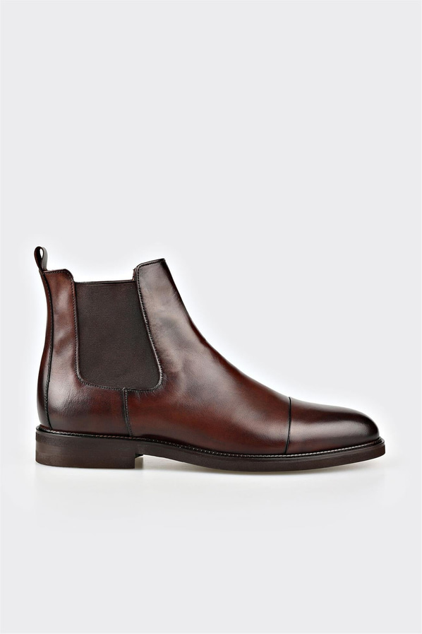 Kahve deri erkek klasik bot - Elle Shoes