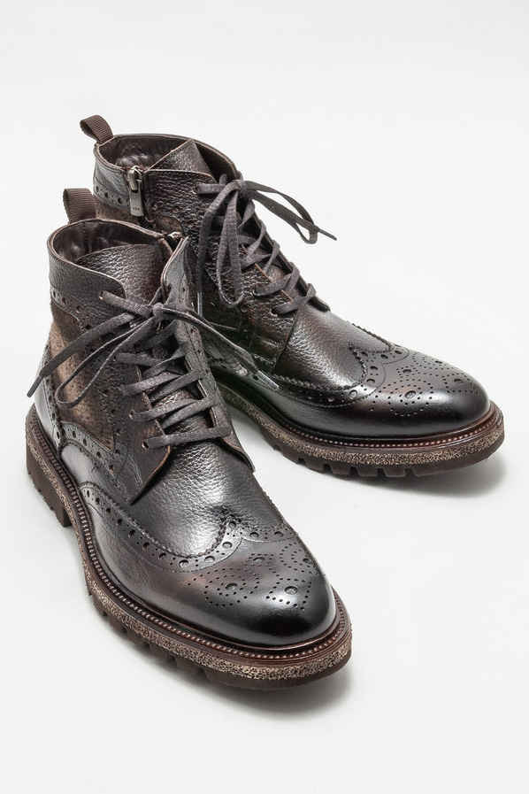 Kahve deri erkek günlük bot, günlük kullanım için - Elle Shoes