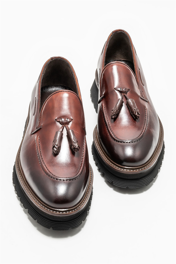 Kahve deri erkek loafer, klasik stil için - Elle Shoes