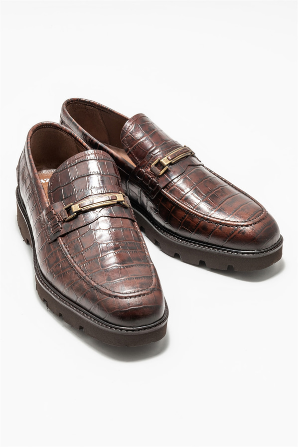 Kahve deri erkek loafer - Elle Shoes