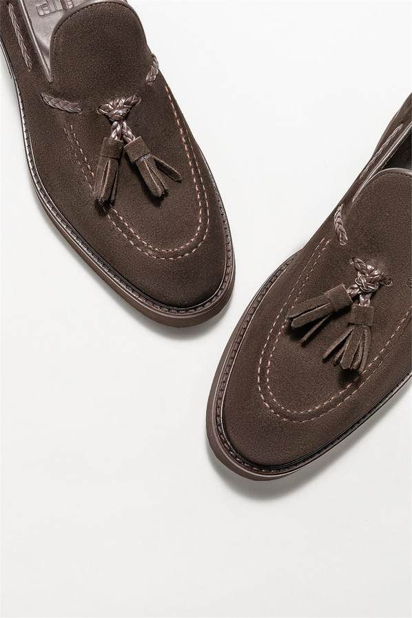Kahve deri erkek loafer - Elle Shoes