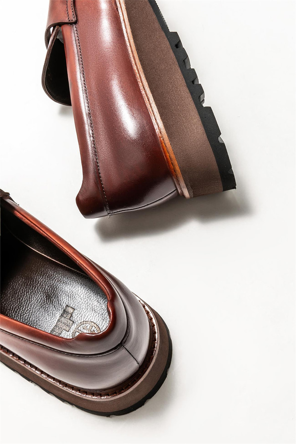 Kahve deri erkek loafer - Elle Shoes