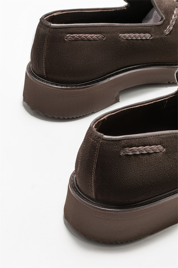 Kahve deri erkek loafer - Elle Shoes