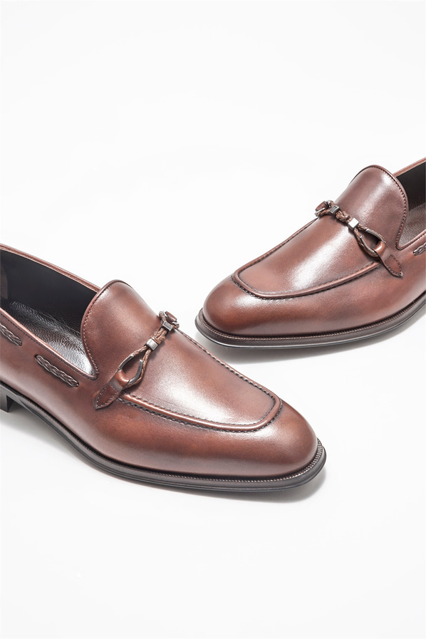 Kahve deri erkek loafer - Elle Shoes