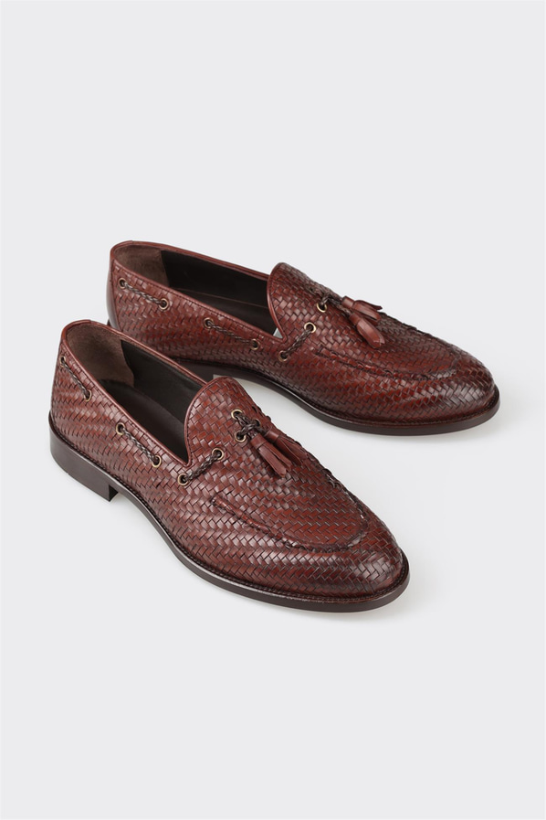 Kahve deri erkek loafer - Elle Shoes