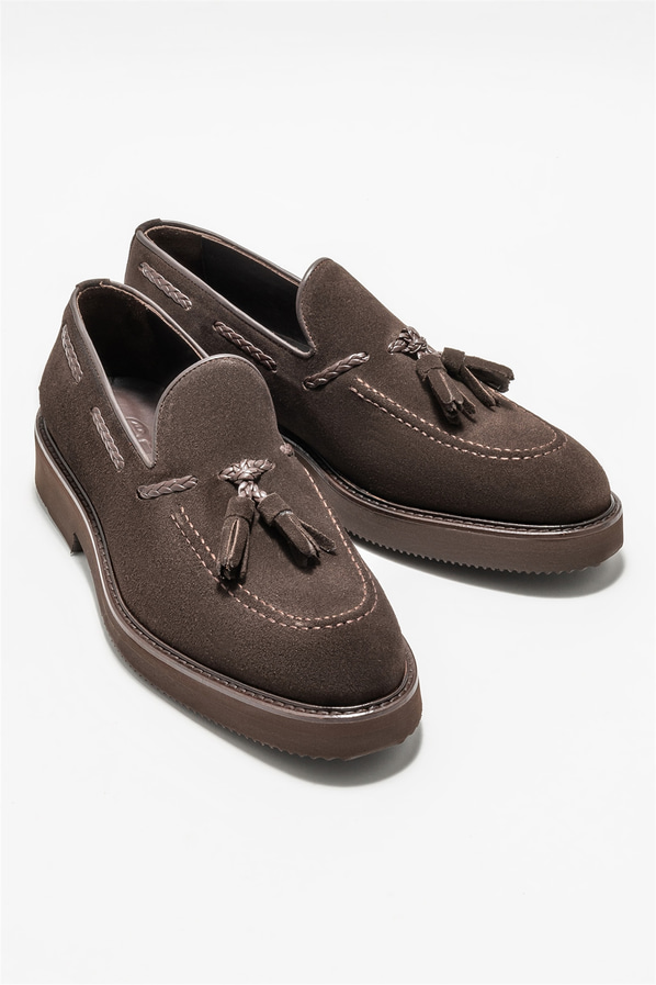Kahve deri erkek loafer - Elle Shoes
