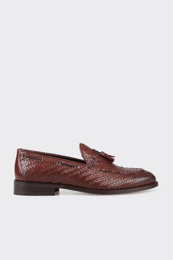 Kahve deri erkek loafer - Elle Shoes