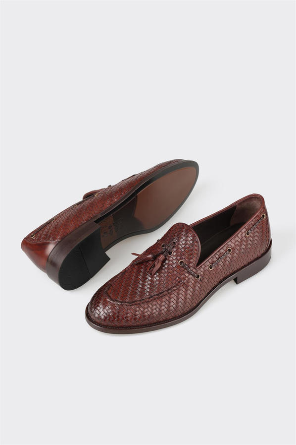 Kahve deri erkek loafer - Elle Shoes