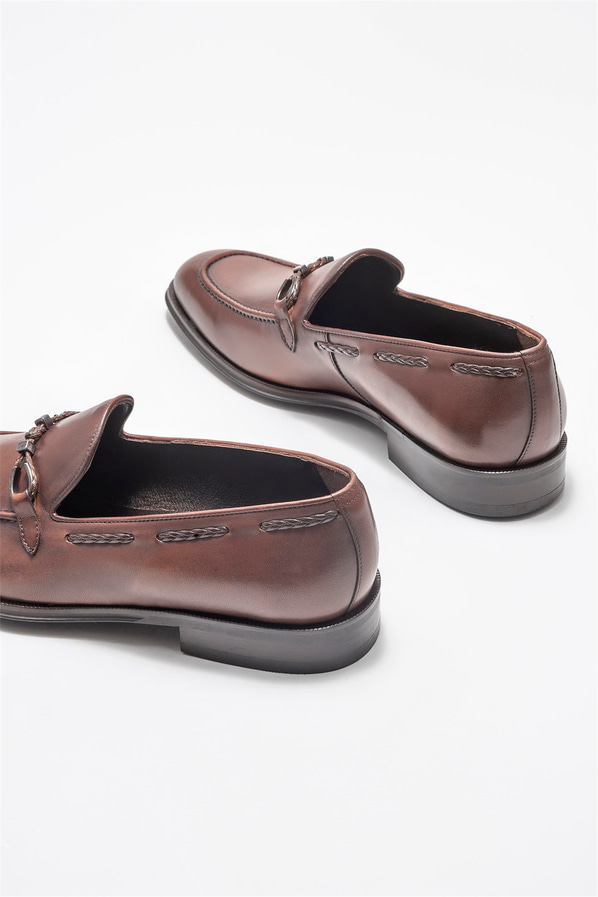Kahve deri erkek loafer - Elle Shoes