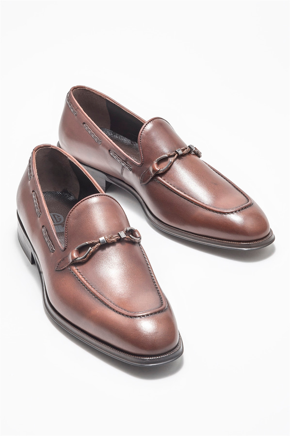Kahve deri erkek loafer - Elle Shoes