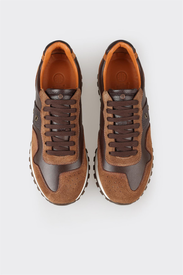 Kahve deri erkek spor ayakkabı - Elle Shoes