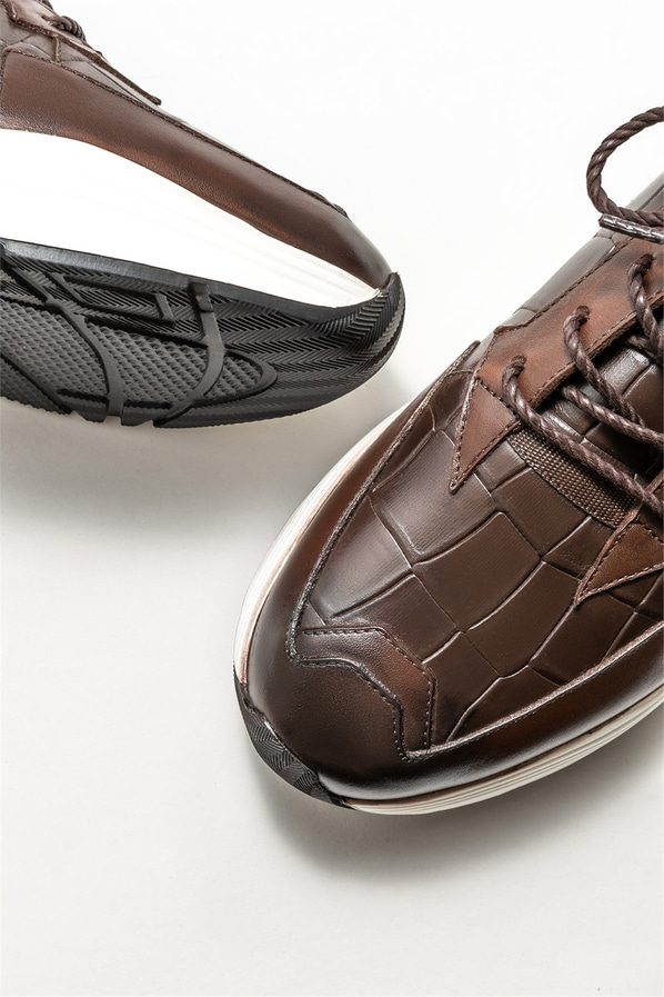 Kahve deri erkek spor ayakkabı - Elle Shoes