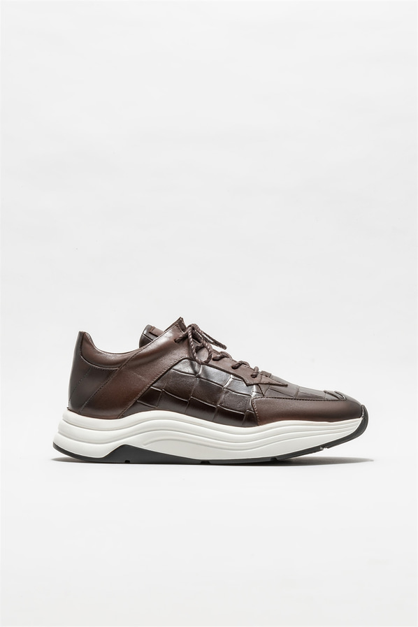 Kahve deri erkek spor ayakkabı - Elle Shoes