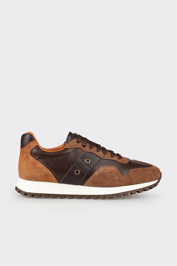 Kahve deri erkek spor ayakkabı - Elle Shoes